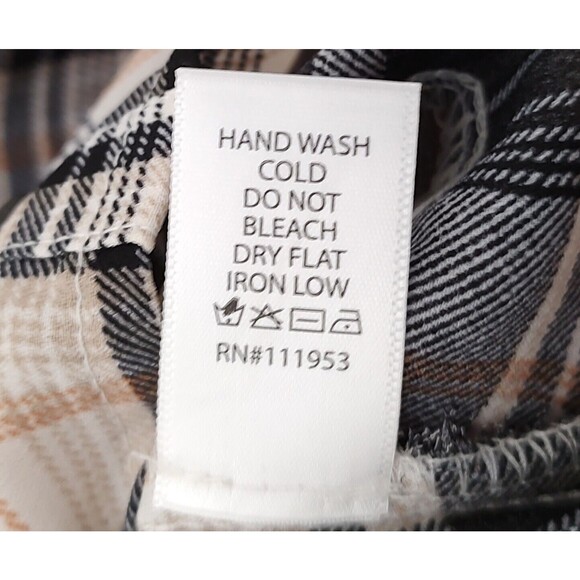 Active USA Womens Long Puff Sleeve Cropped Top Smocked Plaid Check Multicolor L - Picture 9 of 9